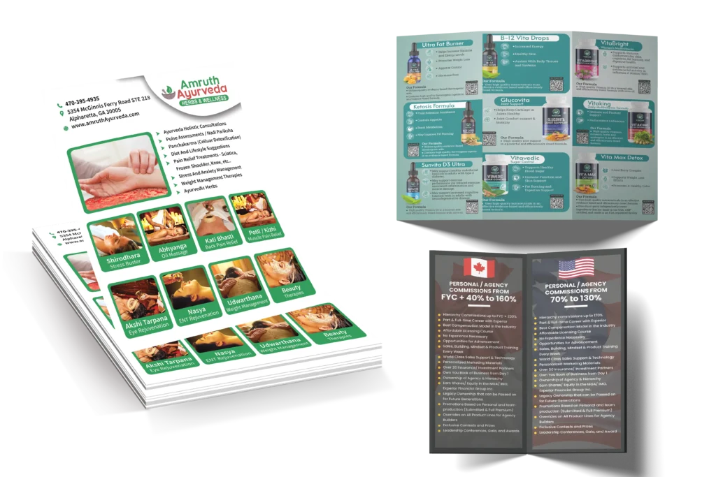 flyer for amruth design by turn over